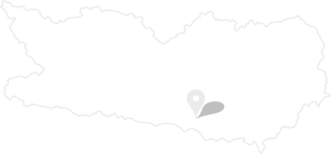 Schwarzer Standort-Marker auf grauem Hintergrund als minimalistisches Icon